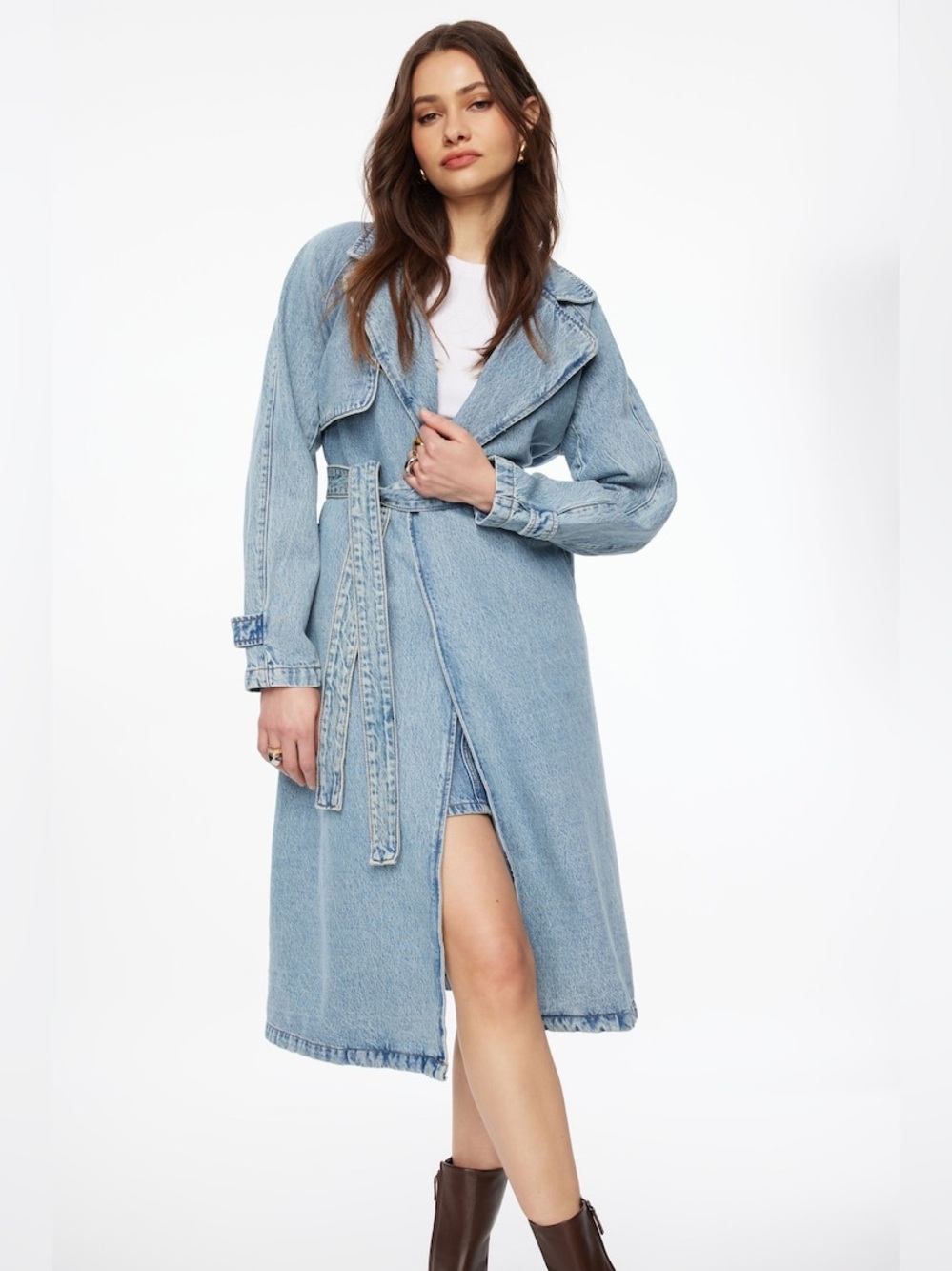 NWT Dynamite Manteau Denim Trench Coat, Size XXS/XS